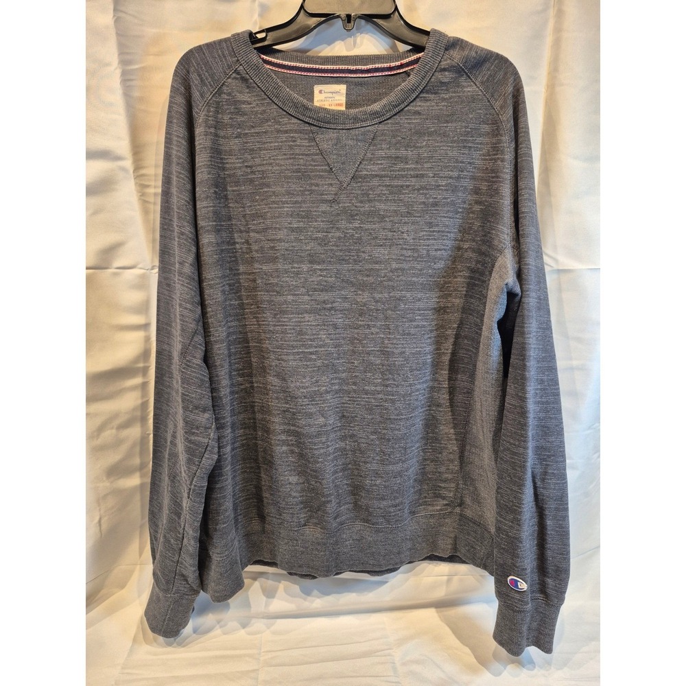Champion Mens XXL Heather Charcoal‎ Grey Crewneck Raglan Sweatshirt Pullover